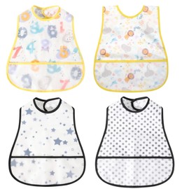 Baby bibs Waterproof Toddler bib - Feeding bib with Pocket for Infant Boy Girl Washable 6-44M