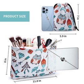 WLLWOO WLLWOO - 2 bolsas de maquillaje de viaje, bolsa de cosméticos de nailon, impermeable, grande, con cierre ancha, cartera, artículos de cambiador de viaje, bolsa de maquillaje pequeña para