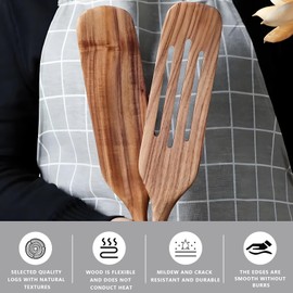 Wood Spurtle Spatula Set, Spurtles Kitchen Tools Wood, Natural Acacia Wooden Kitchen Utensils Set of 5, Wooden Spoons Utensils for Cooking, Stirring, Mixing, Serving, Spurtle Spatula (Set of 5)