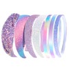 KEUKORZ 7 Pcs Glitter Headbands Set Purple Sparkly Gradient Knotted