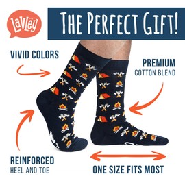 Lavley Funny Socks for Outdoor Activities Lovers and More - Novelty Gifts for Men, Women, and Teens (US, Alpha, One Size, Regular, Regular, Born to Camp)