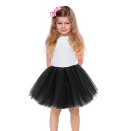 Molain Layered Tutu Tutus Skirt Dresses Toddler Dress Christmas Birthday Party Halloween Day Fancy Dancing Costume Stretchable Tie Dye Skorts Princess Ballet Dance (Black)