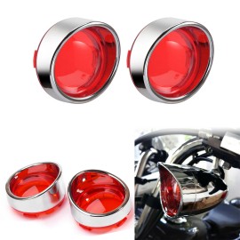 Unbranded 2X Turn Signal Light Red Lens Cover Bezels Visor Fit For Harley Touring Softail