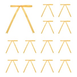 MECCANIXITY 100 Pcs 5x7 Twist Tie Bows Satin Ribbon Bows Wrapping Bows for Craft DIY Sewing Wedding Decor Birthday Party Treat Bags Gold