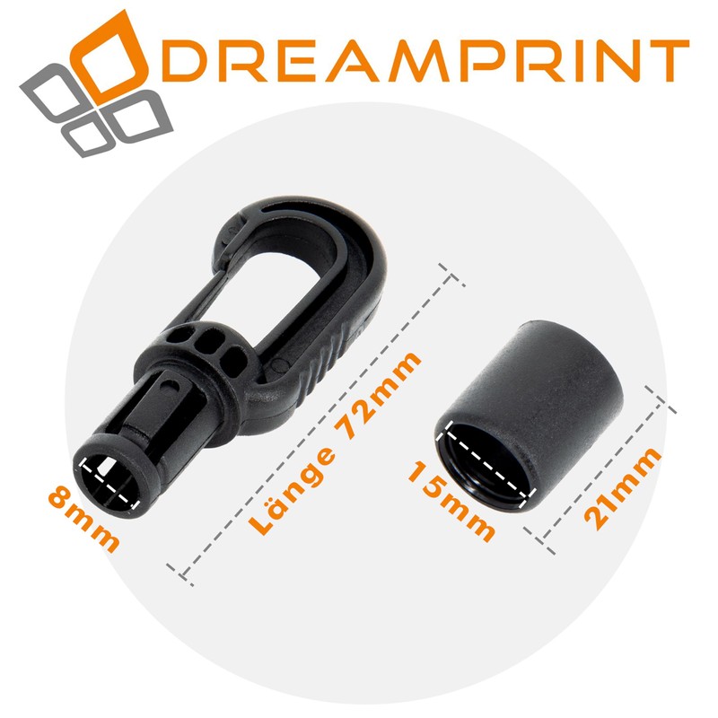 Dreamprint 10 x Plastic Hooks Carabiner Hooks for 8 mm