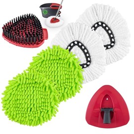Mop Heads Replacements for Ocedar, Mop Replace Head for o Cedar Easywring 1 Tank, Spin Mop Replacement Head Mop Heads Include 4 Pack Spin Mop Refills, 1 Pack Scrubber Mop Head and 1 Mop Base