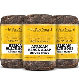 It's Pure Natural African Black Soap Bars with African Honey (Pack of 3) Organic Raw Soap for Face & Body Body Care Body Wash