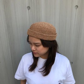 Basic Ench Paper Roll Cap Fisherman Roll Cap, Anti-stuffy, Straw Paper, Straw, Natural, No Brim, Cap, Hat, Unique Sag Cap, Spring and Summer, Men's, Women's, Braun