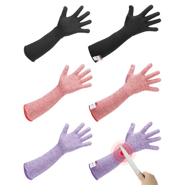 sourcing map Cut Resistant Sleeves with Gloves, 42cm Arm Protection