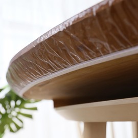 Clear Round Vinyl Fitted Tablecloth,114-140cm Waterproof Oilcloth Heavy Duty Elasticized Table Cover,Elastic Edge Design Plastic Tablecloth Protector Indoor Outdoor Patio