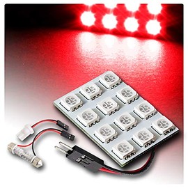 EPARTS Universal Car Truck Red 12 SMD LED Dome Light Interior Map Reading Ceiling Lamps 12V with T10 Festoon Adapter