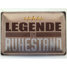 Tin Sign 20 x 30 cm Curved Legend in Retirement Retirement Saying Sayings Decorative Gift Sign