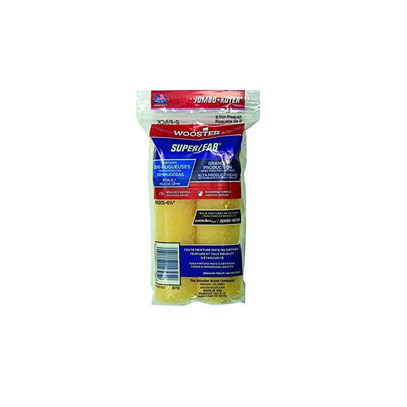 Wooster Brush RR301-6.5 Jumbo-Koter Super/Fab Roller Cover, Golden Yellow, 6.5"