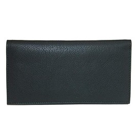 CTM® Leather Solid Color Checkbook Cover Wallet, Black