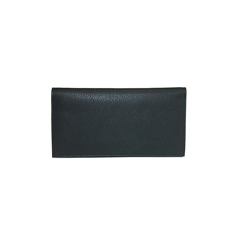CTM® Leather Solid Color Checkbook Cover Wallet, Black