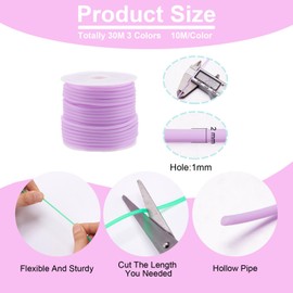 32.8 Yards Hollow Pipe Rubber Cord 2mm PVC Knitting Stitch Holders Rubber String Barber Cords for Knitting Sewing DIY Crafts Jewelry Making Supplies