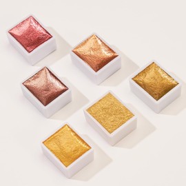 LIGHTWISH Metallic Watercolor Paints,6 Colors Pearlescent Glitter Watercolor Paint with Portable Acrylic Case, Perfect for Beginners, Artists,Adult