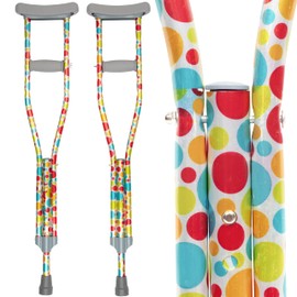 My Crutches-Fashion Designed Colored Crutches for Teens, Adults w Adjustable Handgrip & Length (Heights 5'2" - 5'10") - Lightweight, Durable Aluminum w Underarm Padding for Extra Comfort (Polka Dots)