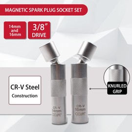 CCLIFE Spark Plug Wrench 3/8 Inch 14 mm and 16 mm 2-Piece Magnetic Flexible Spark Plug Wrench Set Tools for Removing Spark Plugs