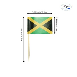 Jamaica Flag Jamaican Flag, Small Mini Jamaica Toothpick Flags for Food, Cupcakes, Cocktails, Appetizers, Bar Party Decorations