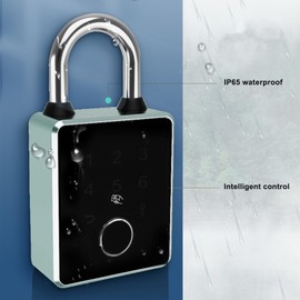 Smart Fingerprint Password Padlock Card APP Key Access Theft Proof Keyless Entry Electronic Lock for Outdoor Fence Gate Garden Gates Toolboxes (TUYA)