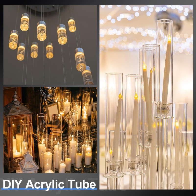 sourcing map 3Pcs Clear Rigid Acrylic Pipe, 6mm(0.24") ID x