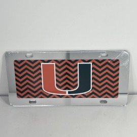 Craftique Mfg Co UNIVERSITY OF MIAMI Hurricanes Chevron Mirrored "U" License Plate Craftique
