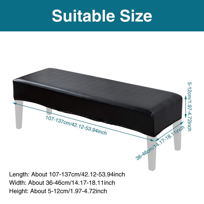 Tookie PU Leather Soft Stretch Dining Bench Cover, Waterproof Elastic
