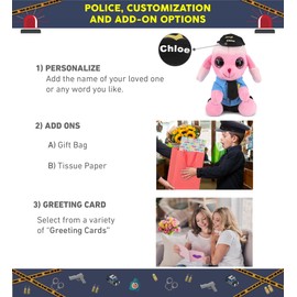 DolliBu Small Pink Poodle Dog Police Officer Plush Toy - Super Soft Dog Cop Stuffed Animal Dress Cop Uniform and Cap Outfit - Gift with Personalization - 6 Inch