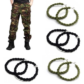 8 Pcs Army Trouser Twists Military Elastic Boot Straps Trouser Belt Leg Straps Military Trouser Leg Straps Boot Straps Boot Cinch Straps Metal Hooks for Men and Women Outdoor Hiking Military
