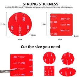 Klarfschar Double Sided Sticky Pads,Car Dash Cam Adhesive Pad Replacement. Mounting Tape for Phone Holder.Heavy Duty Tape Sticker for Dashboard &Daily Use.Waterproof,Heat-resistant.Round&Squares,6PCS