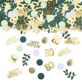 GoldRock Confetti 80th Birthday Decoration Green, Pack of 200 Table Decoration 80th Birthday Women Men, 80s Confetti Birthday Gold, 80th Birthday Decoration Confetti, Decoration 80th Birthday Man