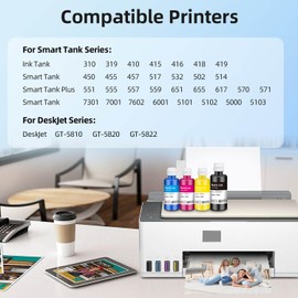 RXPANG 31 Ink 32XL Black Ink Bottle Set, Compatible with HP 31 32XL Ink Bottle Set for Smart Tank 7301 7001 7602 5101 5102 6001 Plus 651 551 All-in-One Printer, 4 Pack