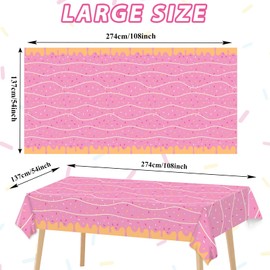 3Pcs Donut Themed Birthday Party Decorations Donut Themed Party Plastic Table Cover Girls Birthday Party Supplies Rectangular Tablecloth 108 * 54inch Disposable Plastic Goods Decor Home Party Decor