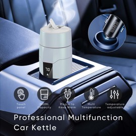 12V Auto elektrische Heizung Wasserkocher mit Temperaturregelung,40~100℃einstellbar,Mini tragbare elektrische Wasserbecher,Anti-Leck,80W schnelle Heizung Isolierung Tasse,Auto- Abschaltung,Gray