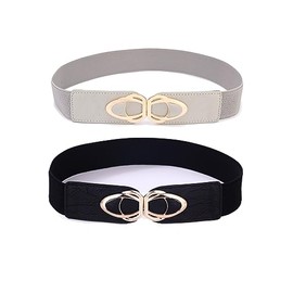 Beltox Womens Belts Elastic Stretch Cinch Plus Fashion Dress Belts for Ladies（46"-58",Black and Grey）