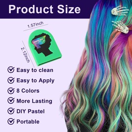 Pack of 8 Hair Chalks, Hair Chalks for Girls, Washable Hair Chalk for Children, DIY Party, Non-Toxic Hair Chalk, Portable Temporary Hair Colour, for Women, Children, Wedding, Carnival, Temporary Hair