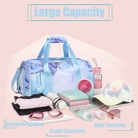 Dance Bag Girls Dance Duffle Bag Sports Gym Bag Travel Bag for Weekender Sleepover Overnight Bag with Shoe Compartment and Wet Pocket