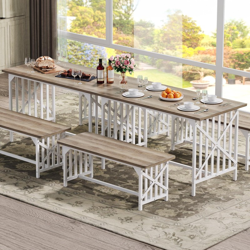 DWVO 3-Piece Kitchen Table with 2 Bench 47.2 Inch Dining