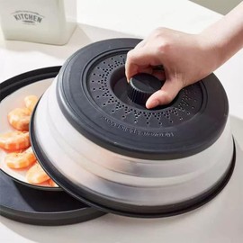 Microwave Splatter Cover,Microwave Oven Cover for Food,Silicone Lids Splatter Guard with Plate,Dish Bowl Plates Serving Covers Kitchen Steamer,Vegetable Fruit Colander Kitchen Gadgets