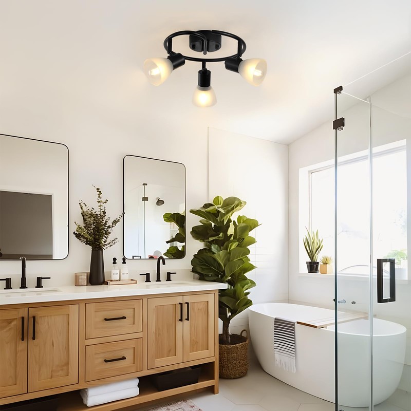 KEESFU 3-Light Kitchen Flush Mount Ceiling Light，Modern Round Track Lighting