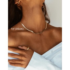 FUNEIA 14K Gold Chain Necklace for Women Dainty Layered Choker Necklaces Set for Teen Layering Herringbone Paperclip Rope Snake Chains Gold Jewelry Gifts for Her