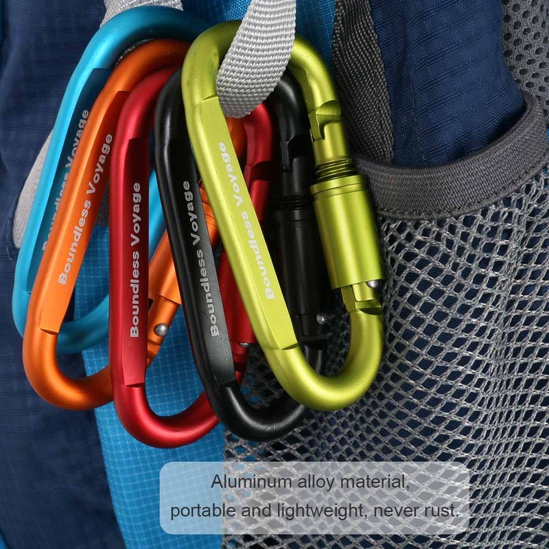Boundless Voyage 8pcs Improved Outdoor Carabiner Aluminum Alloy D-Ring Locking