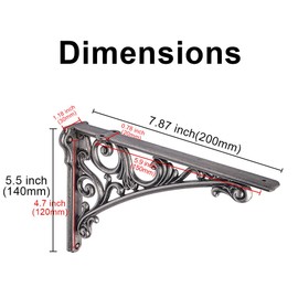 Cast Iron Shelf Brackets Large 19 x 14 cm Pack of 2 Antique Silver