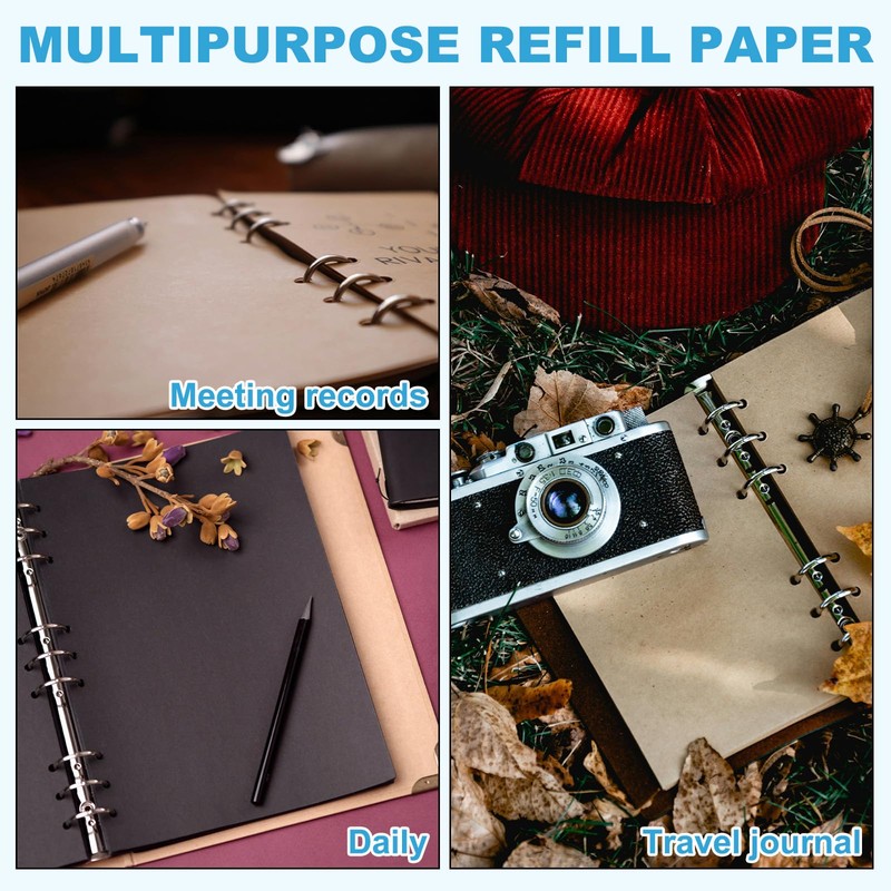 PATIKIL A6 Refill Paper, Unlined Blank Kraft Paper 6 Hole