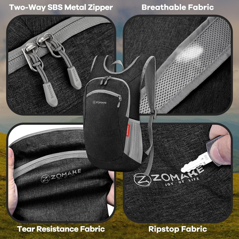 ZOMAKE 10L Small Lightweight Backpack - Mini Day Bag for