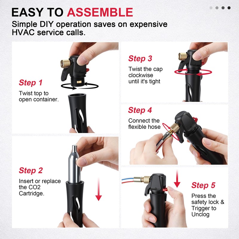 AC Drain Line Cleaner with 2 Flexible Hose (No Cartridges