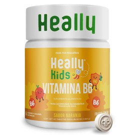 HEALLY Kids Vitaminas para Niños con Vitamina B6 | 60 Tabletas Disolubles | Energía y Bienestar | Vegano con Sabores y Colorantes Naturales | Sabor Naranja