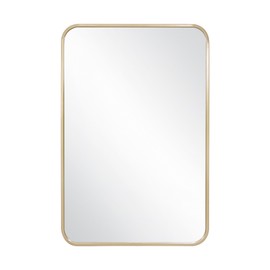Design House Isla Rectangle Wall Accent Mirror – 36-Inch H X 24-Inch L, Modern Metal Framed – Living Room, Bedroom, Bathroom Vanity Mirror – Gold, 596718-GLD
