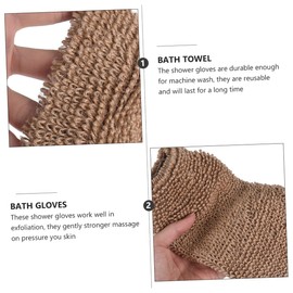 Minkissy 2pcs Exfoliating Bath Gloves for Body Massage Plant Fiber Shower Scrub Mittens for Gentle Skin Care and Exfoliation Brown